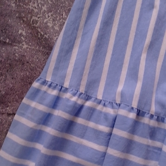 Vintage 90s Blue and White Striped Sleeveless Dress SHIRLEY K - Picture 6 of 8
